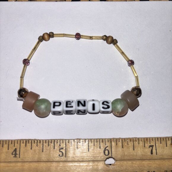 Multicolor “Penis” Bracelet Adult Humor Beaded Handmade Naughty Accessories - Picture 4 of 5
